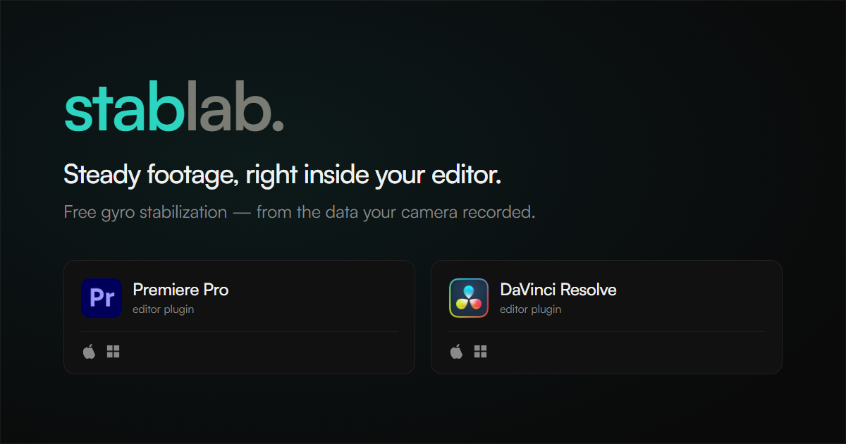 StabLab — Free Gyro Stabilization for Premiere Pro and DaVinci Resolve ...